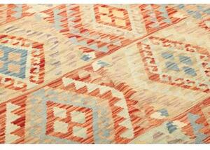 Tappeto Kilim Geometrico Rosso Mattone Azzurro Polvere 149x196 Cm