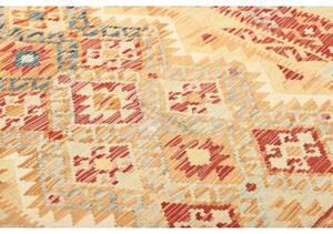 Tappeto Kilim Geometrico Beige Rosso 156x198 Cm