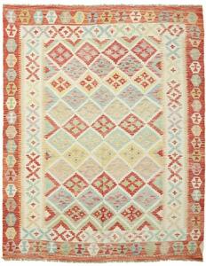 Tappeto Kilim Geometrico Rosso Beige 157x195 Cm