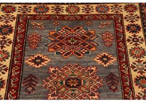 Tappeto Kazak Fine Geometrico Grigio Rosso Corsia 82x313 Cm