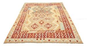 Tappeto Kilim Geometrico Beige Rosso 156x198 Cm