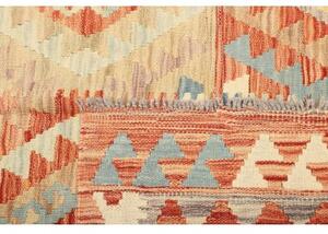 Tappeto Kilim Geometrico Rosso Mattone Azzurro Polvere 149x196 Cm