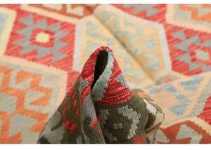 Tappeto Kilim Stilizzato Verde Scuro Terracotta 198x302 Cm