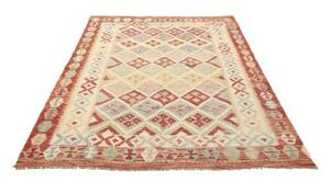 Tappeto Kilim Geometrico Rosso Beige 157x195 Cm