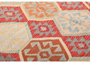 Tappeto Kilim Stilizzato Verde Scuro Terracotta 198x302 Cm