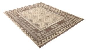 Tappeto Kilim Geometrico Beige Marrone 164x201 Cm