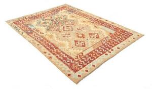 Tappeto Kilim Geometrico Beige Rosso 156x198 Cm