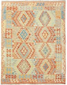 Tappeto Kilim Geometrico Rosso Mattone Azzurro Polvere 149x196 Cm