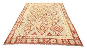 Tappeto Kilim Geometrico Rosso Mattone Avorio 159x207 Cm