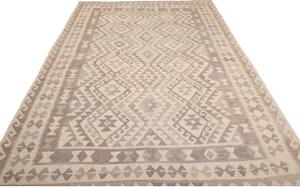 Tappeto Kilim Geometrico Beige Avorio 197x291 Cm