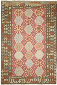 Tappeto Kilim Stilizzato Verde Scuro Terracotta 198x302 Cm
