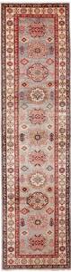 Tappeto Kazak Fine Geometrico Grigio Rosso Corsia 82x313 Cm