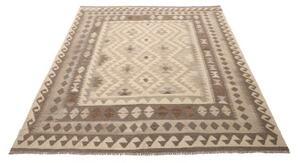 Tappeto Kilim Geometrico Beige Marrone 164x201 Cm
