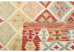 Tappeto Kilim Geometrico Rosso Beige 157x195 Cm