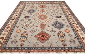 Tappeto Kazak Geometrico Beige Blu 269x357 Cm