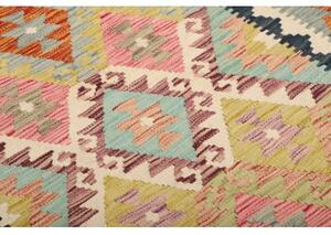 Tappeto Kilim Geometrico Rosso Ruggine Avorio 98x204 Cm