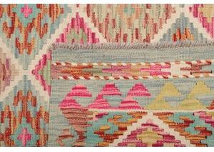 Tappeto Kilim Geometrico Azzurro Rosa 100x194 Cm