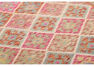 Tappeto Kilim Geometrico Azzurro Rosa 100x194 Cm