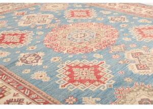 Tappeto Kazak Geometrico Blu Cielo Rosso Corallo 174x228 Cm