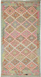 Tappeto Kilim Geometrico Azzurro Rosa 100x194 Cm