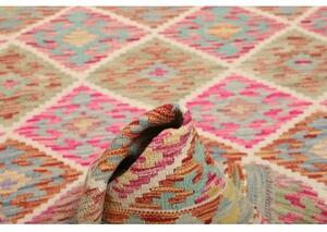 Tappeto Kilim Geometrico Azzurro Rosa 100x194 Cm
