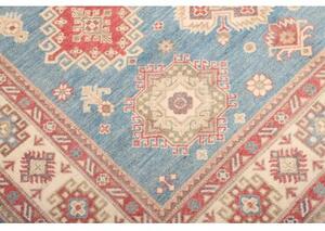 Tappeto Kazak Geometrico Blu Cielo Rosso Corallo 174x228 Cm