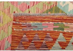 Tappeto Kilim Geometrico Rosso Ruggine Avorio 98x204 Cm