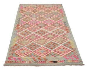 Tappeto Kilim Geometrico Azzurro Rosa 100x194 Cm