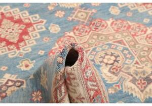 Tappeto Kazak Geometrico Blu Cielo Rosso Corallo 174x228 Cm