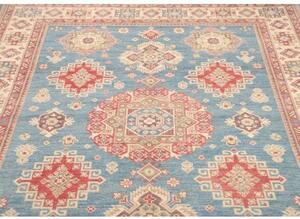 Tappeto Kazak Geometrico Blu Cielo Rosso Corallo 174x228 Cm