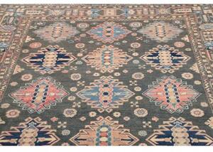 Tappeto Kazak Geometrico Grigio Scuro Azzurro 174x230 Cm