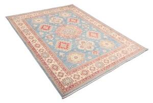 Tappeto Kazak Geometrico Blu Cielo Rosso Corallo 174x228 Cm