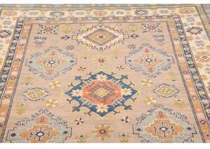 Tappeto Kazak Stilizzato Rosa Cipria Blu 153x199 Cm
