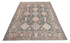 Tappeto Kazak Geometrico Grigio Scuro Azzurro 174x230 Cm