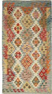 Tappeto Kilim Stilizzato Azzurro Beige 102x189 Cm