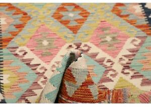 Tappeto Kilim Geometrico Rosso Ruggine Avorio 98x204 Cm