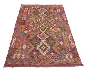 Tappeto Kilim Geometrico Rosso Multicolore 123x196 Cm