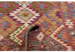 Tappeto Kilim Geometrico Rosso Multicolore 123x196 Cm