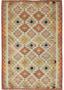 Tappeto Kilim Geometrico Rosso Beige 118x179 Cm