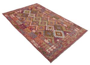 Tappeto Kilim Geometrico Rosso Multicolore 123x196 Cm