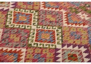 Tappeto Kilim Geometrico Rosso Multicolore 123x196 Cm