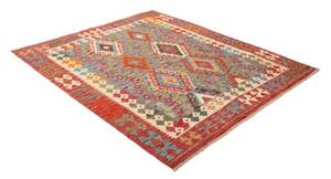 Tappeto Kilim Geometrico Azzurro Rosso 156x192 Cm