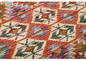 Tappeto Kilim Geometrico Rosso Mattone Multicolore 157x207 Cm