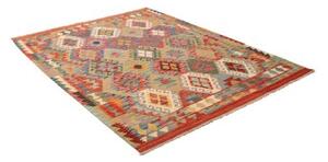 Tappeto Kilim Geometrico Rosso Beige 153x195 Cm