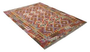 Tappeto Kilim Geometrico Rosso Mattone Multicolore 157x207 Cm