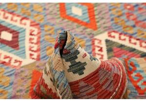 Tappeto Kilim Geometrico Azzurro Rosso 156x192 Cm