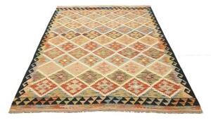 Tappeto Kilim Geometrico Multicolore Beige 146x202 Cm