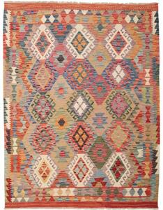 Tappeto Kilim Geometrico Rosso Beige 153x195 Cm