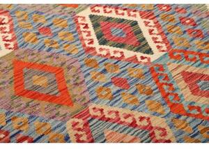 Tappeto Kilim Geometrico Azzurro Rosso 156x192 Cm