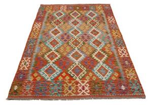 Tappeto Kilim Geometrico Arancione Multicolore 127x194 Cm